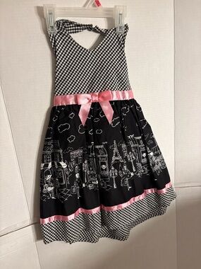 Blueberi Boulevard Black, White & Pink Gingham City Print Halter Dress